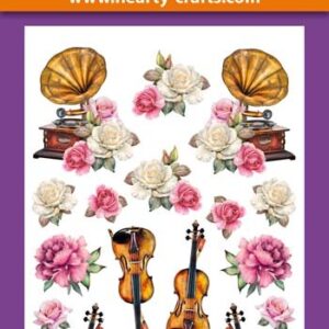 Relief Sticker  – Muziekinstrumenten/Bloemen - HCRS11923-04