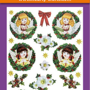 Relief Sticker  – Kerstkrans met Engels- HCRS10723-05