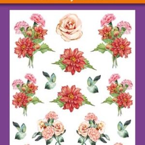 Relief Sticker  – Rood Roze Bloemen- HCRS11667-01